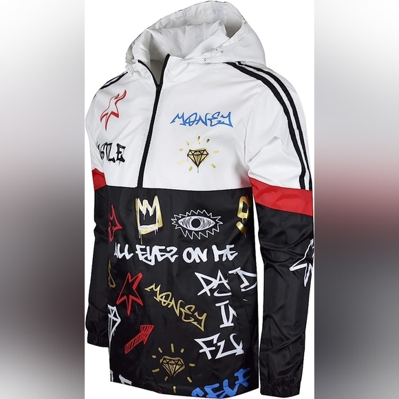 Other - New Men's Graffiti Lightweight Urban Windbreaker Hoodie Multiple Sizes